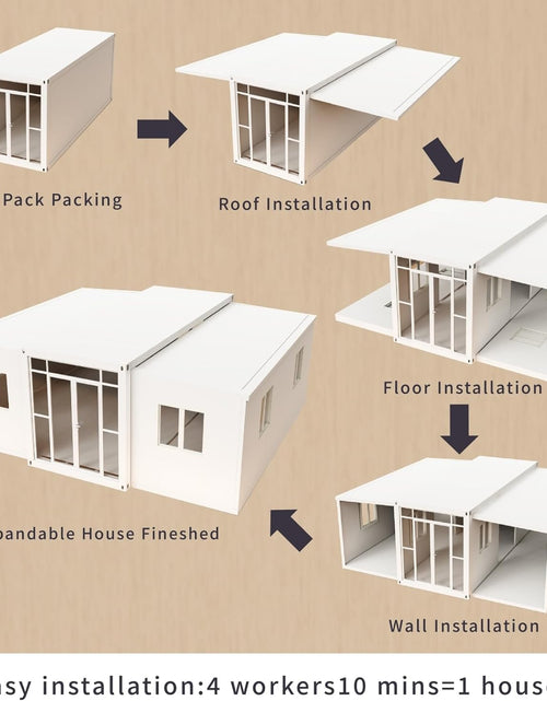 Load image into Gallery viewer, 40FT Tiny House to Live in,Portable Prefab House with 3 Bedroom,1 Full Equiped Bathroom and Kitchen,Prefabricated Container House for Adults Living,Foldable Mobile Home with Steel Frame
